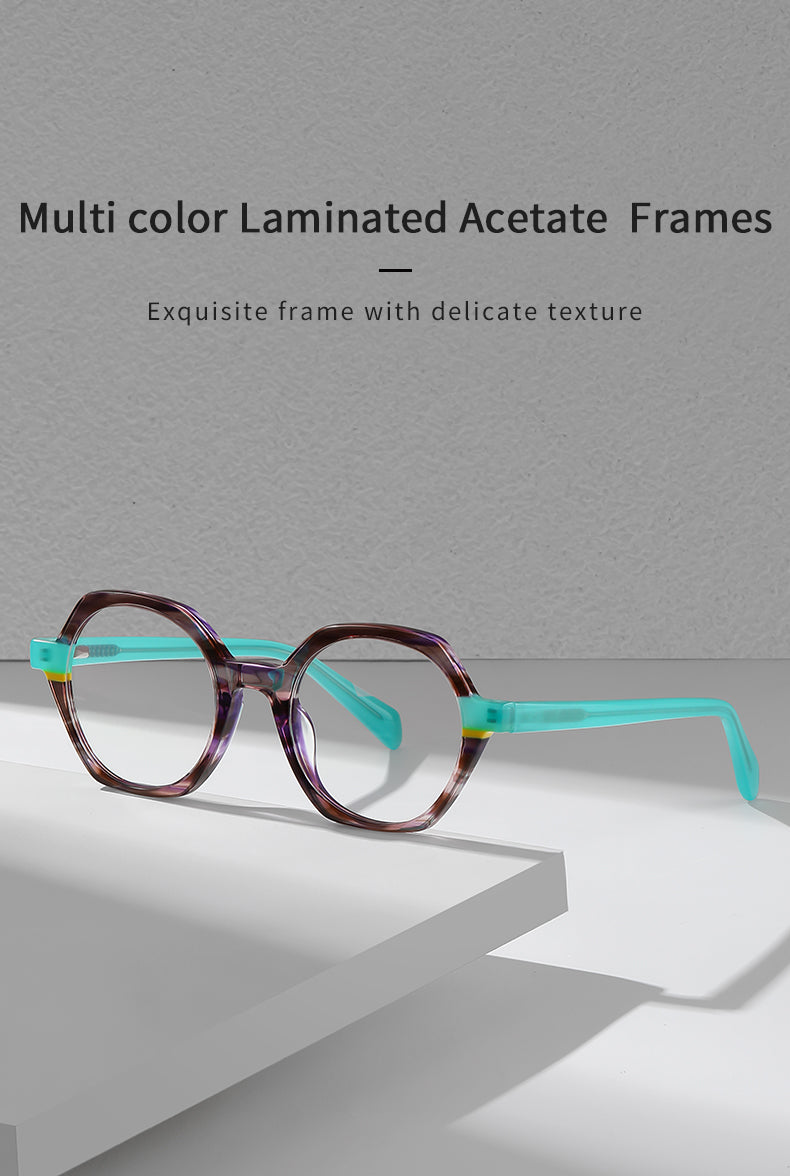 Gmei Womens Full Rim Polygon Acetate Eyegasses 8825 — view 1 | Gmei Optical at FuzWeb