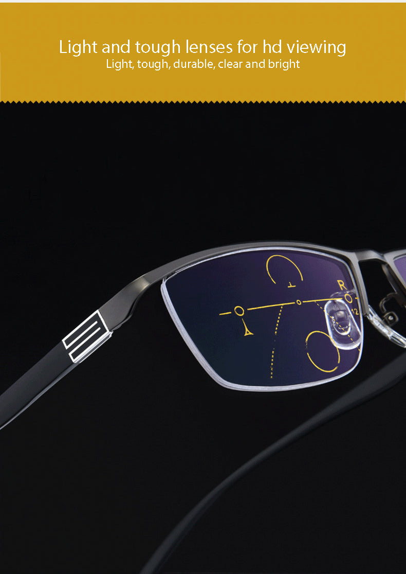 Handoer Unisex Semi Rim Square Alloy Progressive Reading Glasses 56170.