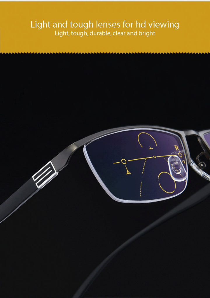 Handoer Unisex Semi Rim Square Alloy Progressive Reading Glasses 56170.