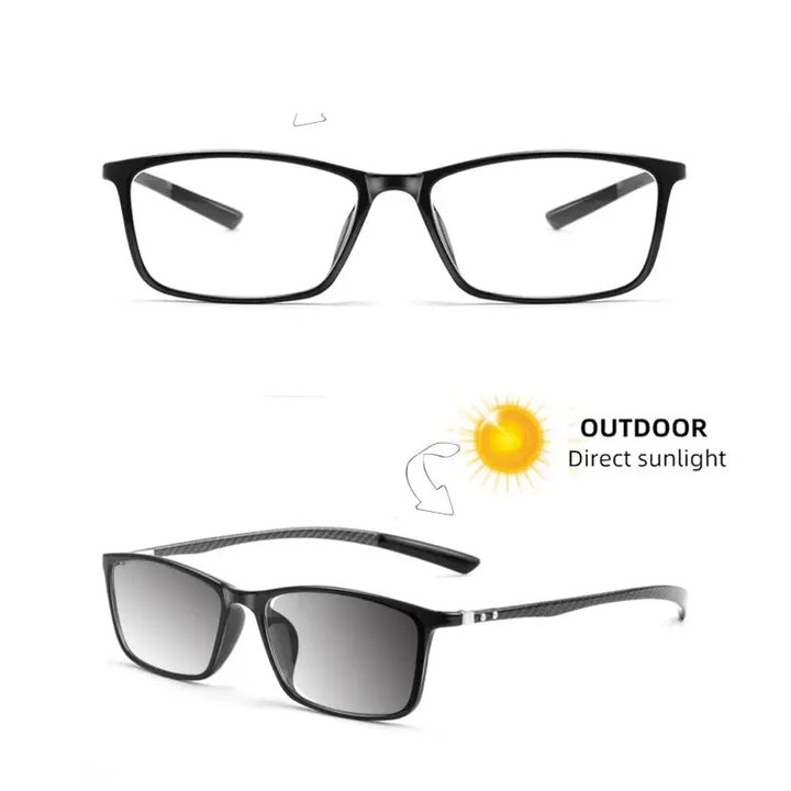 Kocolior Unisex Full Rim Square Carbon Fibre Tr 90 Hyperopic Reading Glasses 0017.