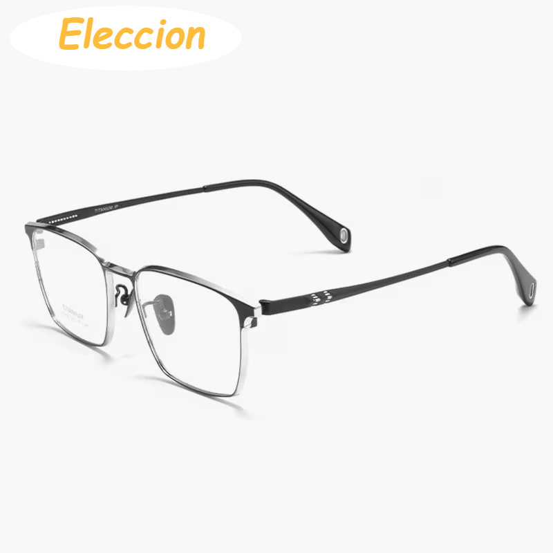 Eleccion Women's Full Rim Square Titanium Eyeglasses 91013 Full Rim Eleccion Black - Silver