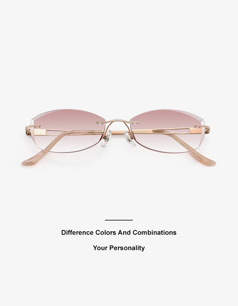 Chashma Womens  Rimless Square Titanium Eyeglasses 6048 — view 1 | Chashma at FuzWeb