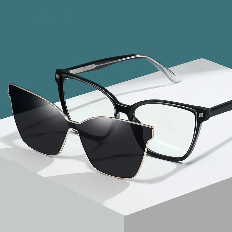 Kansept Womens Full Rim Square Tr 90 Reading Glasses Clip On Sunglasses 87802 — view 1 | Kansept at FuzWeb