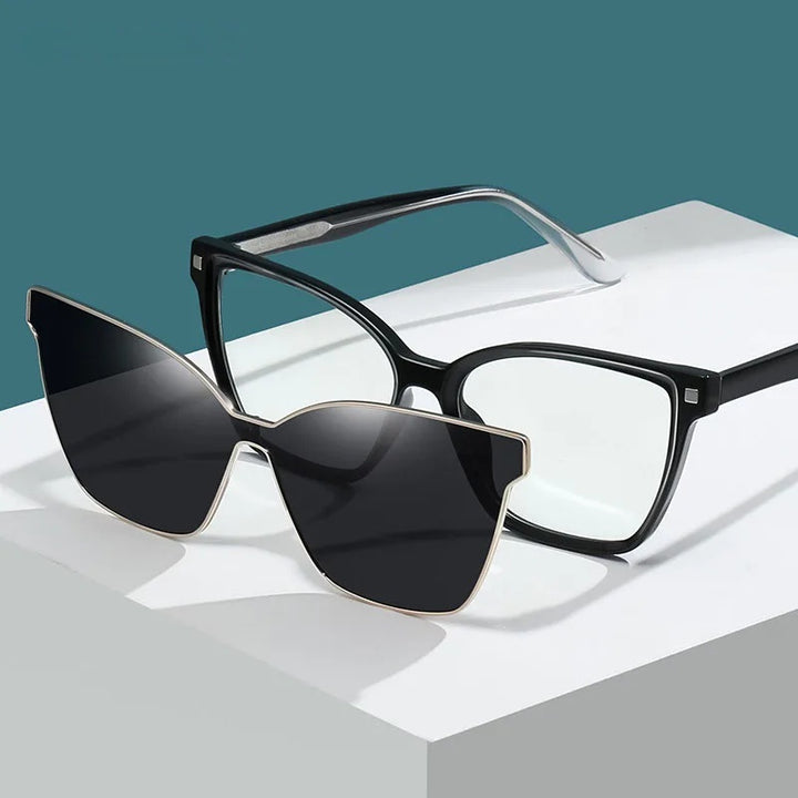 Kansept Womens Full Rim Square Tr 90 Reading Glasses Clip On Sunglasses 87802 — view 1 | Kansept at FuzWeb