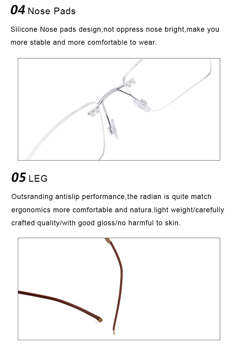 Krasivyy Unisex Rimless Square Screwless Titanium Eyeglasses 55017.