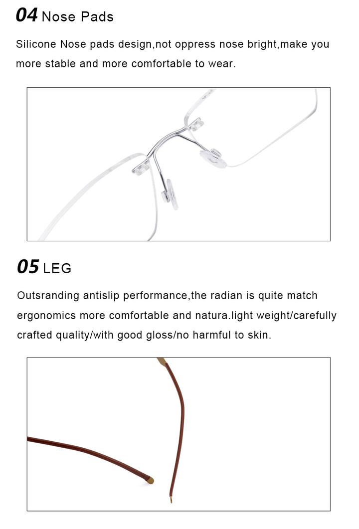 Krasivyy Unisex Rimless Square Screwless Titanium Eyeglasses 55017.