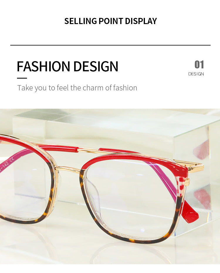 Handoer Womens Full Rim Square Cat Eye Tr 90 Alloy Eyeglasses 82114 — view 1 | Handoer at FuzWeb