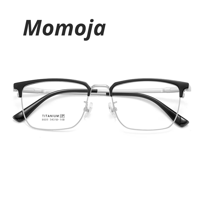 Momoja Unisex Full Rim Big Square Tr 90 Titanium Eyeglasses 728609