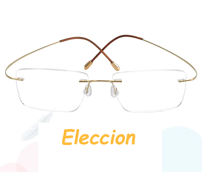 Eleccion Women's Rimless Square Polygon Titanium Eyeglasses 416014 Rimless Eleccion