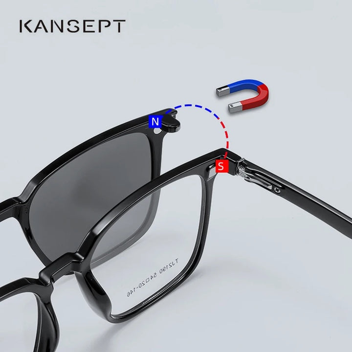 Kansept Unisex Full Rim Square Tr 90 Reading Glasses Clip On Polarized Sunglasses 2190 — view 4 | Kansept at FuzWeb