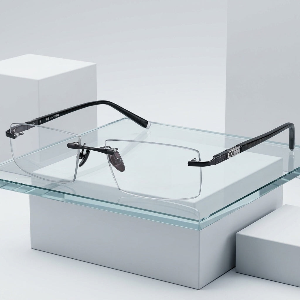 Chashma Ottica Men's Rimless Rectangle Titanium Alloy Eyeglasses 58103 — Luxury Studio