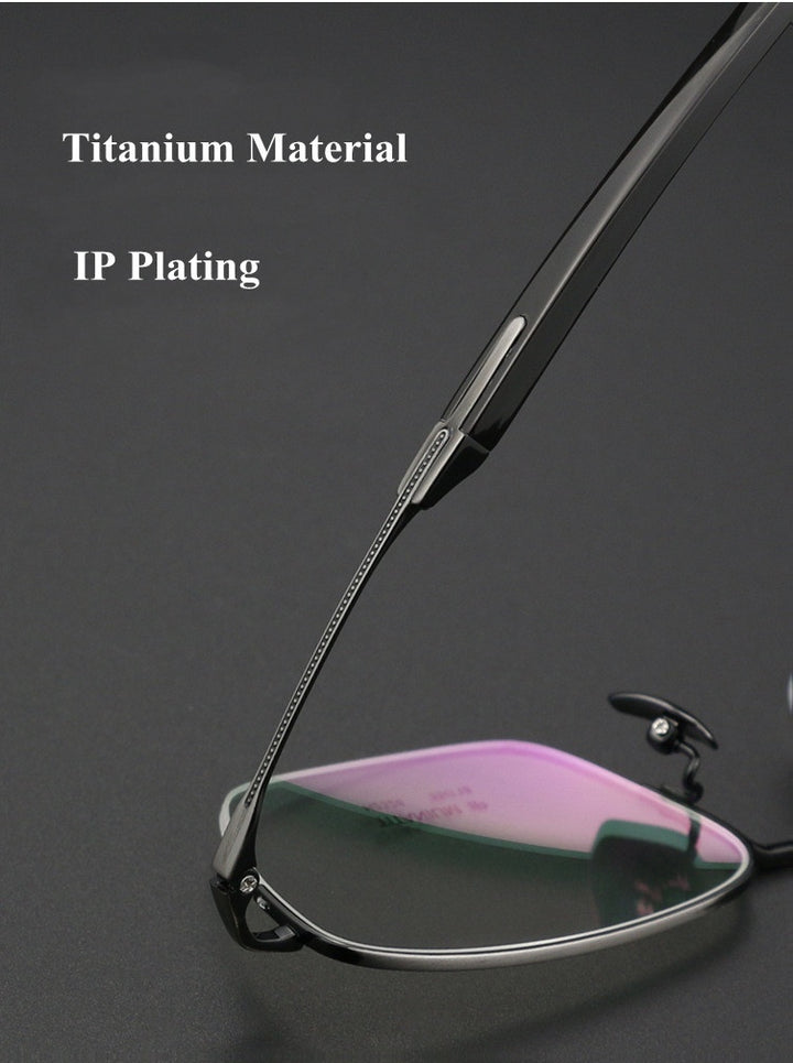 Chashma Ochki Unisex Semi Rim Square Titanium Horn Eyeglasses 312326.