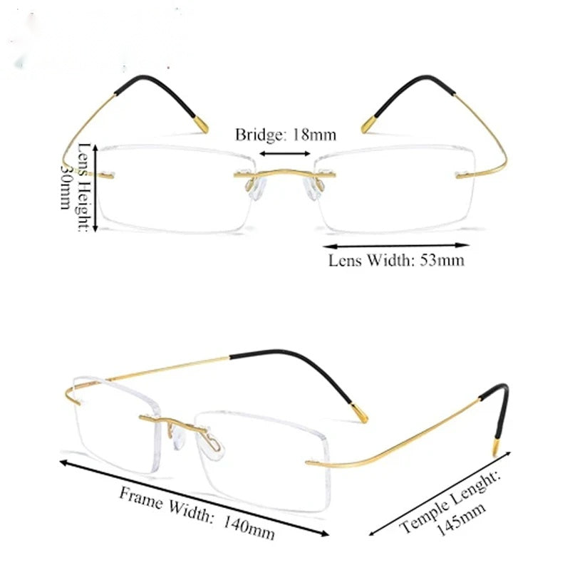 Chashma Ottica Unisex Rimless Square Titanium Eyeglasses 408040 — view 2 | Chashma Ottica at FuzWeb
