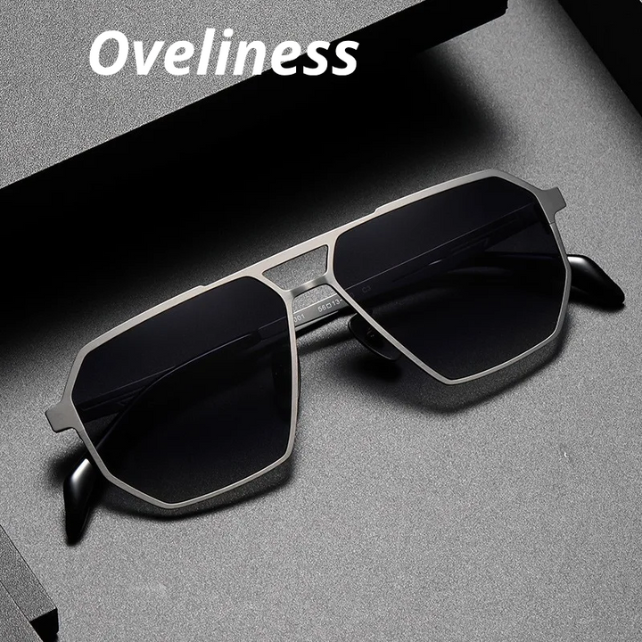 Oveliness Unisex Full Rim Oval Double Bridge Titanium Sunglasses 350001
