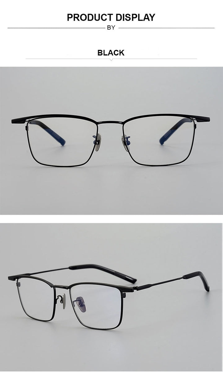 Chashma Unisex Full Rim Big Square Brow Line Titanium Eyeglasses 881156.
