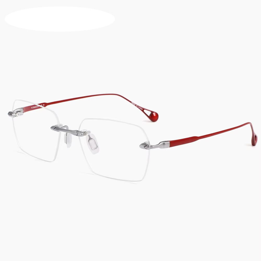 Eleccion Unisex Rimless Square Titanium Eyeglasses 49307