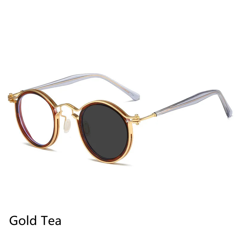 Kocolior Unisex Full Rim Round Alloy Acetate Hyperopic Reading Glasses 2203.
