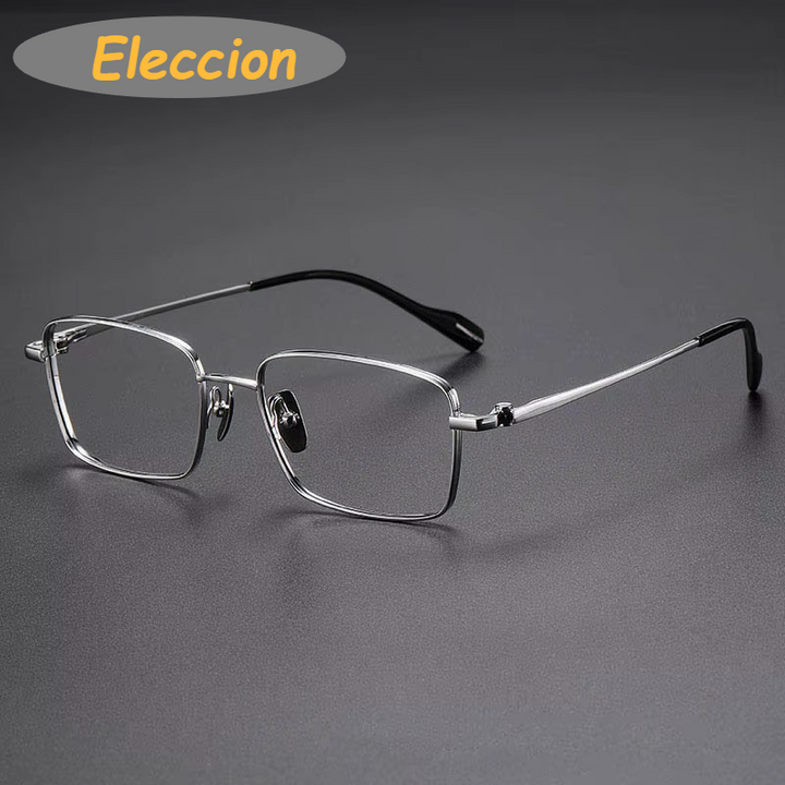 Eleccion Unisex Full Rim Square Titanium Eyeglasses 481015 Full Rim Eleccion Silver