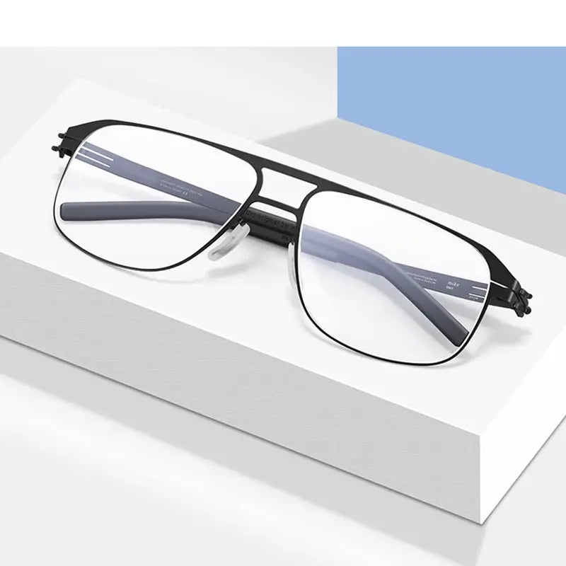 Bobbie 431500 Unisex 139mm Full Rim Double Bridge Square Steel — view 1 | Bobbie at FuzWeb