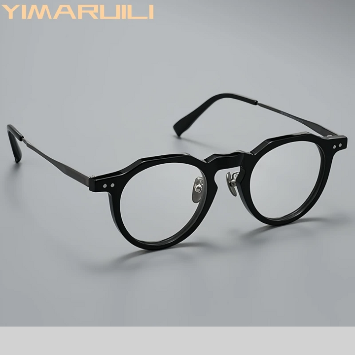 Yimaruili Women's Full Rim Flat Top Oval Acetate Titanium Eyeglasses 365731