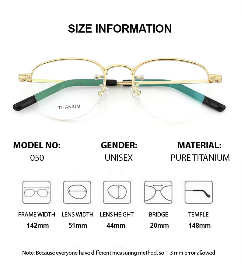 Chashma Mens Semi Rim Flat Top Round Titanium Eyeglasses 887050 — view 1 | Chashma at FuzWeb