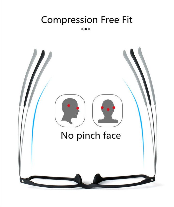 Kocolior Unisex Full Rim Square Tr 90 Titanium Hyperopic Reading Glasses 88781 — view 4 | Kocolior at FuzWeb
