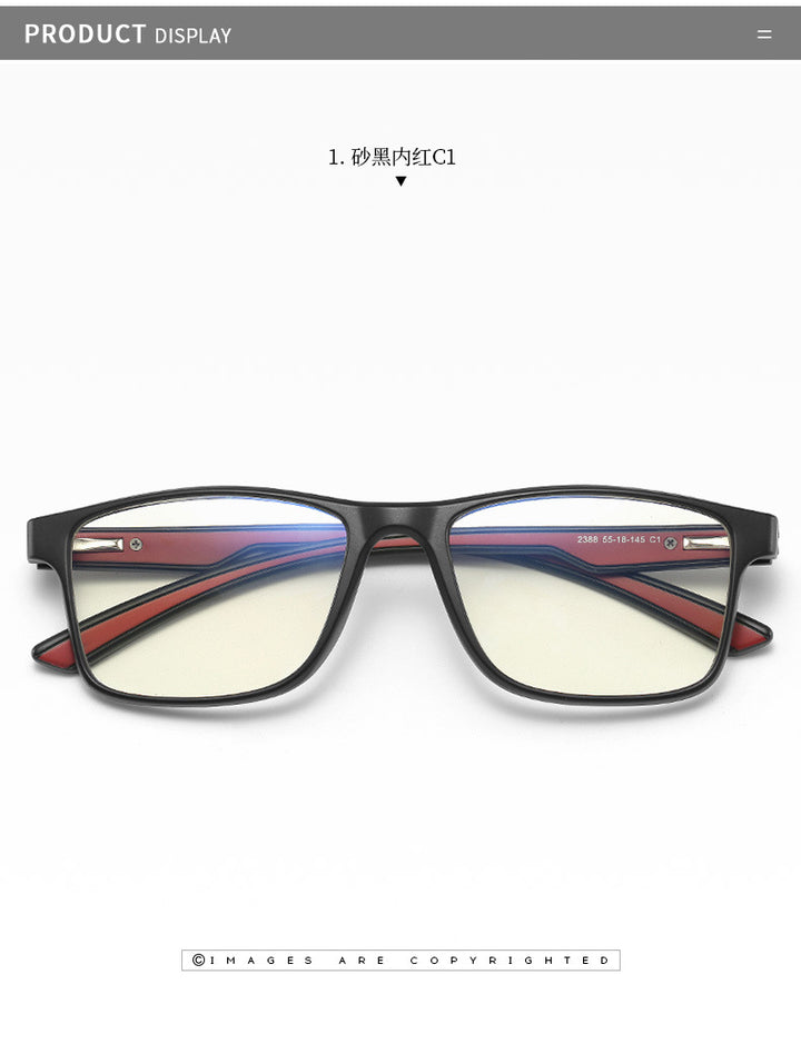 Mens Tr 90 Full Rim Square Frame Eyeglasses Anti Blue Light — view 8 | Bclear at FuzWeb
