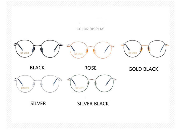 Kocolior Unisex Full Rim Small Round Titanium Eyeglasses 98022 — view 5 | Kocolior at FuzWeb