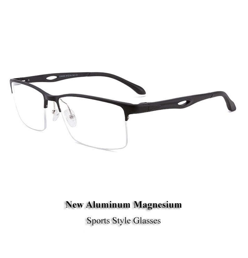 Chashma Ochki Unisex Large Semi Rim Square Aluminum Magnesium Sport Eyeglasses 6323.
