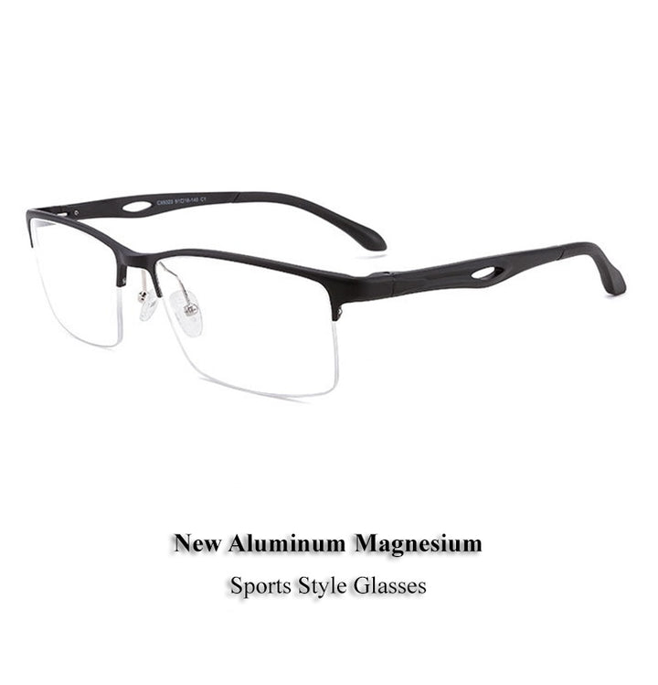 Chashma Ochki Unisex Large Semi Rim Square Aluminum Magnesium Sport Eyeglasses 6323.