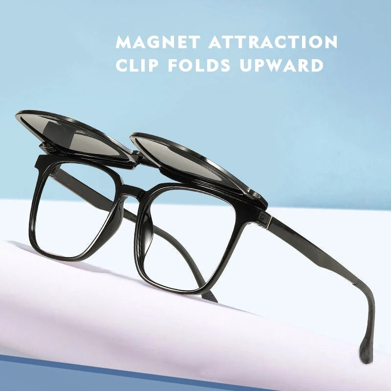 Kansept Unisex Full Rim Square Tr 90 Reading Glasses Clip On Polarized Sunglasses 2190 — view 3 | Kansept at FuzWeb