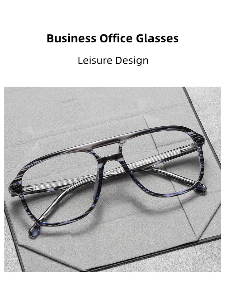 Kocolior Unisex Full Rim Square Double Bridge Tr 90 Titanium Photochromic Reading Glasses 82120 — view 2 | Kocolior at FuzWeb