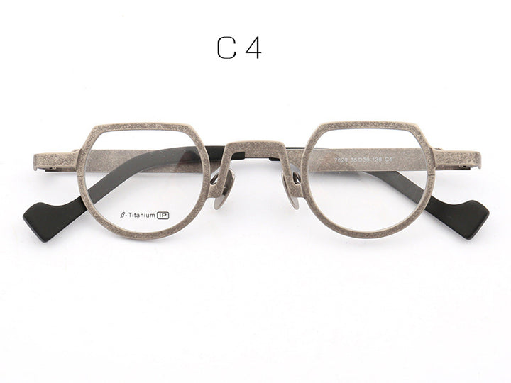 Muzz Mens Full Rim Irregular Flat Top Round Titanium Frame Eyeglasses T7020 — view 8 | Muzz at FuzWeb