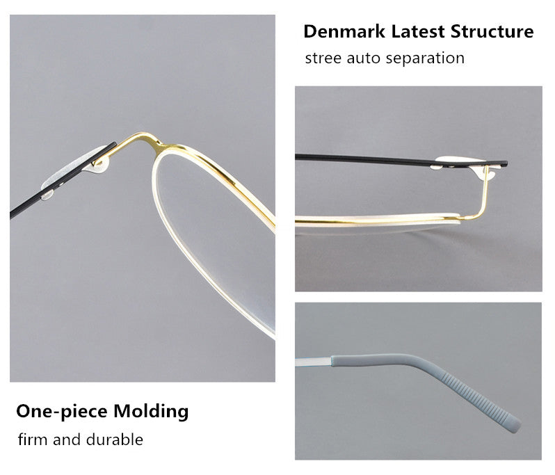 Aimee Womens Semi Rim Round Screwless Titanium Eyeglasses 68802 — view 2 | Aimee at FuzWeb