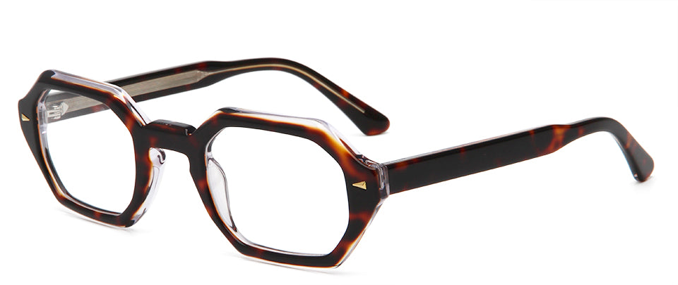Esnbie Unisex Full Rim Hexagon Acetate Eyeglasses 241777.