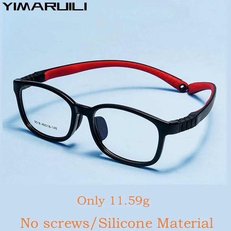 Yimaruili Unisex Childrens Full Rim Square Screwless Tr 90 Silicone Eyeglasses 9018 — view 5 | Yimaruili Eyeglasses at FuzWeb