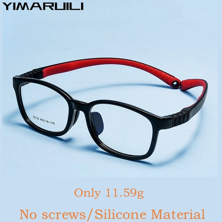 Yimaruili Unisex Childrens Full Rim Square Screwless Tr 90 Silicone Eyeglasses 9018 — view 5 | Yimaruili Eyeglasses at FuzWeb