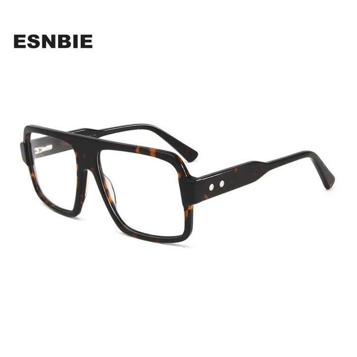 Esnbie Unisex Full Rim Polygon Square Acetate Eyeglasses 30623