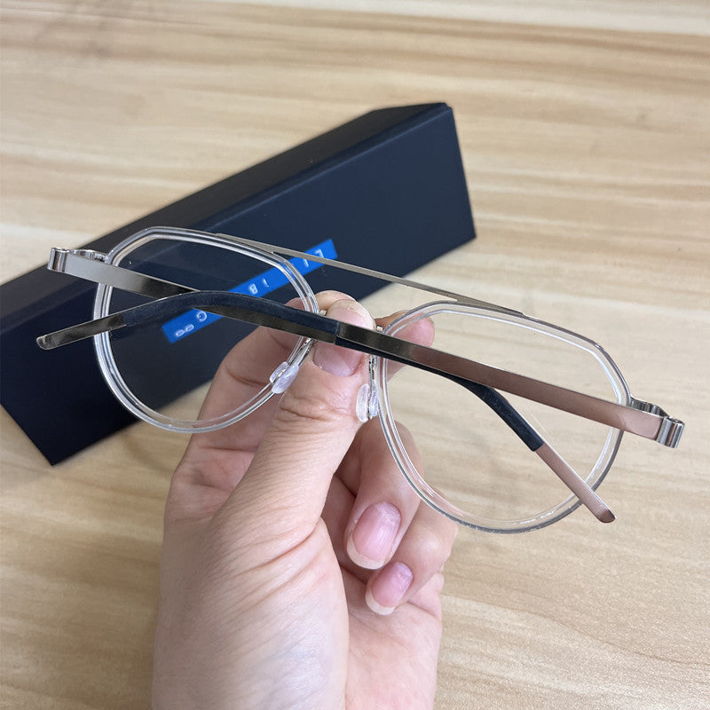 Aimee Unisex Full Rim Oval Double Bridge Titanium Eyeglasses 9745 — view 2 | Aimee at FuzWeb