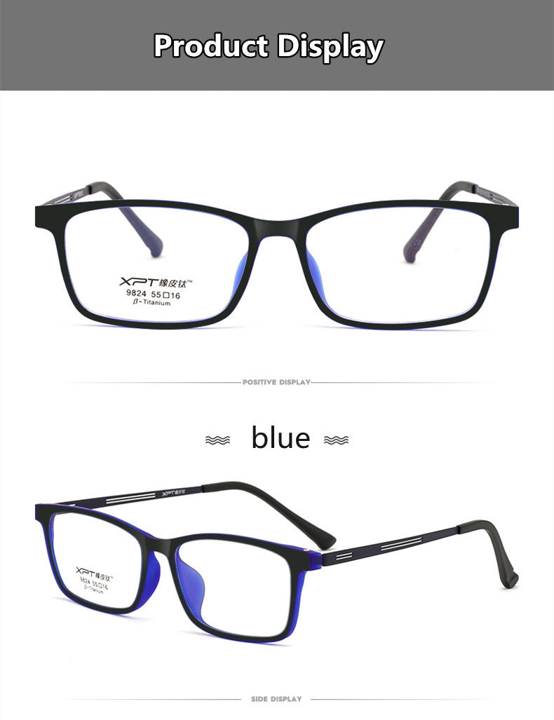 Kocolior Unisex Full Rim Square Titanium Alloy Hyperopic Reading Glasses 9824.