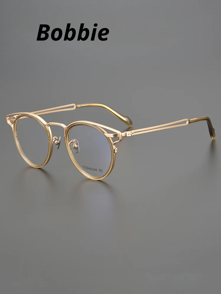 Bobbie Women's Full Rim Round Acetate Titanium Eyeglasses 719061