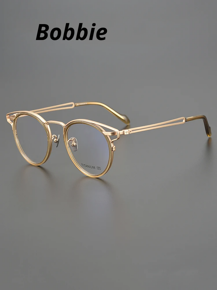 Bobbie Women's Full Rim Round Acetate Titanium Eyeglasses 719061