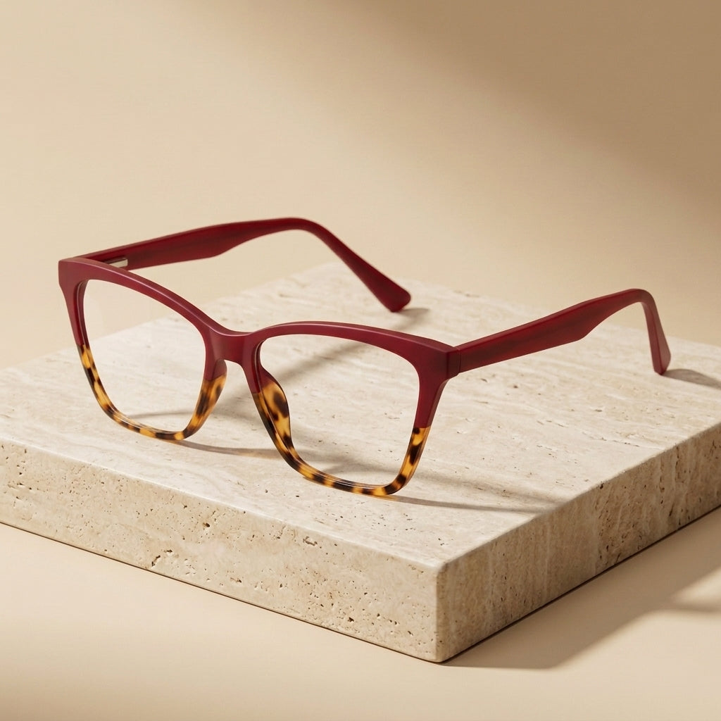 Chashma Ottica Women's Full Rim Square Cat Eye Tr 90 Titanium Eyeglasses 87222 - Red Leopard