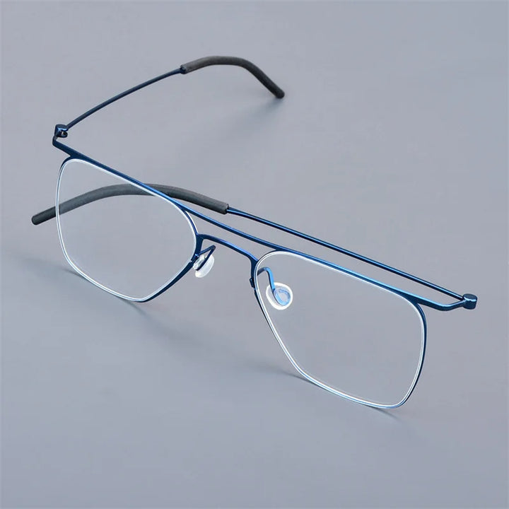 Aimee Womens Full Rim Brow Line Square Double Bridge Titanium Eyeglasses 55402 — view 1 | Aimee at FuzWeb