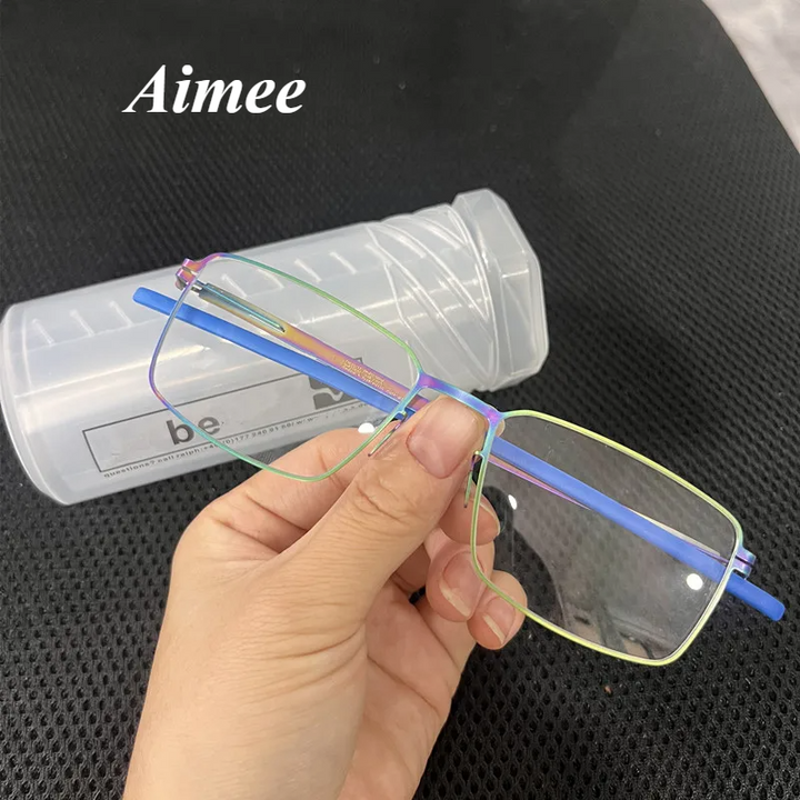 Aimee Women's Full Rim Square Screwless Steel Eyeglasses 54135