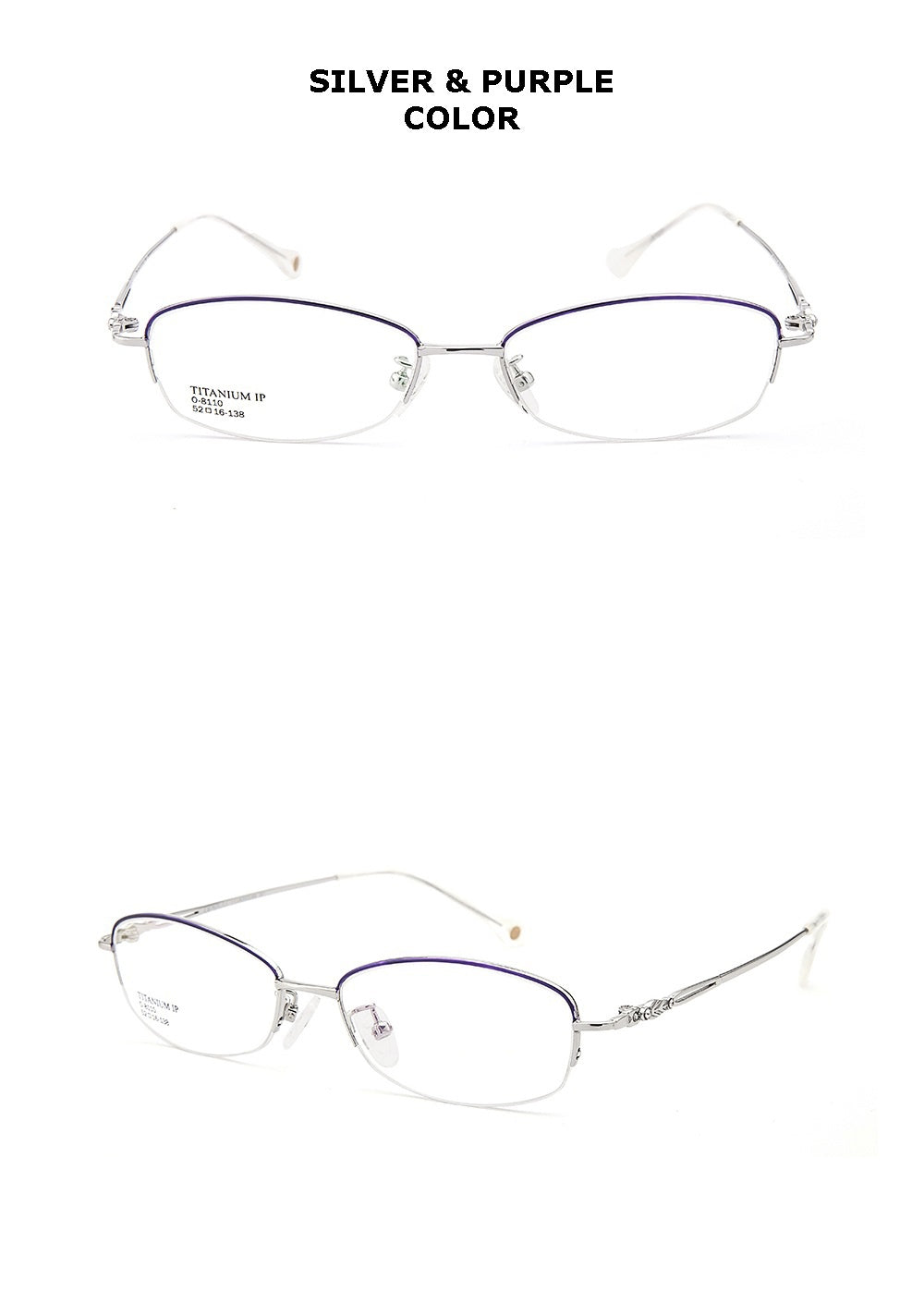 Chashma Womens Semi Rim Oval Square Titanium Eyeglasses 48110 — view 2 | Chashma at FuzWeb