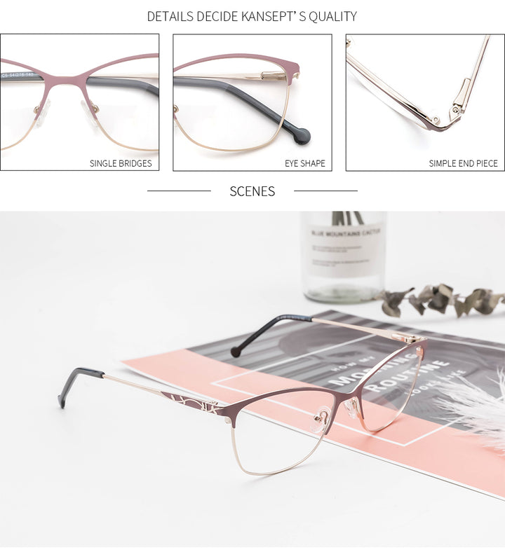 Kansept Womens Full Rim Square Alloy Acetate Reading Glasses 42198 — view 3 | Kansept at FuzWeb