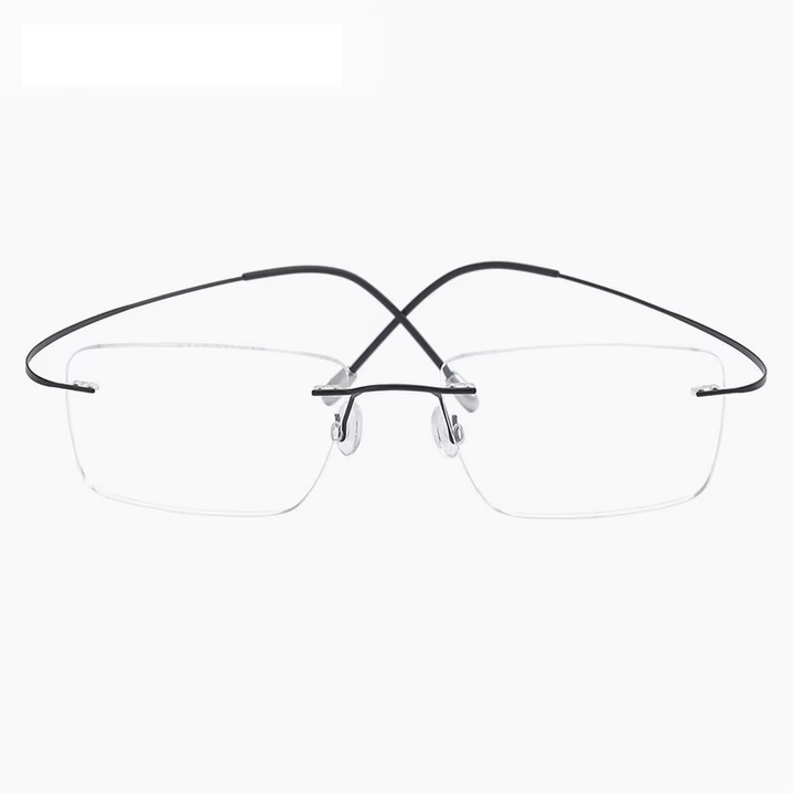 Eleccion Women's Rimless Square Polygon Titanium Eyeglasses 416014 Rimless Eleccion Black