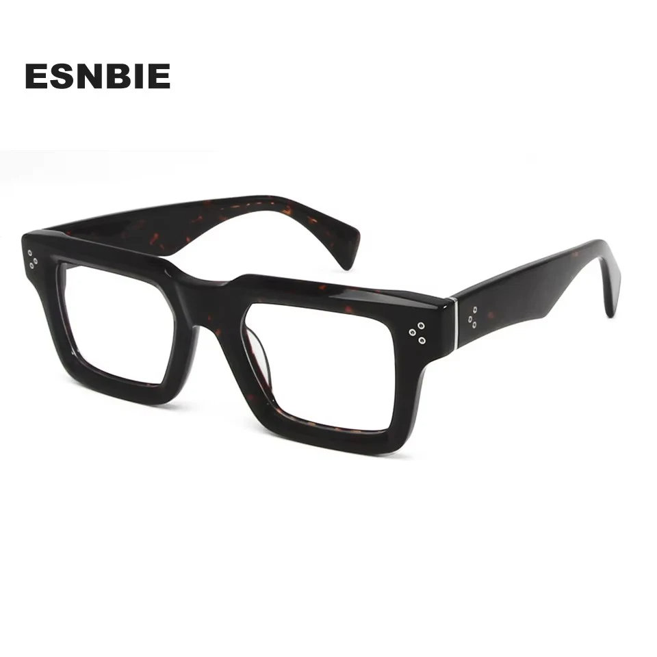 Esnbie Unisex Full Rim Square Brow Line Thick Acetate Eyeglasses 236006