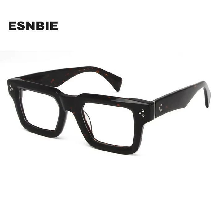 Esnbie Unisex Full Rim Square Brow Line Thick Acetate Eyeglasses 236006